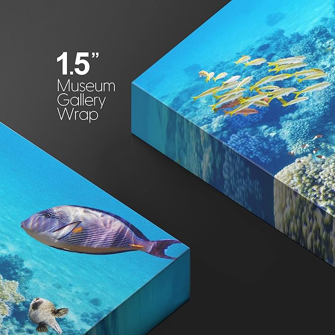 wall26 Canvas Print Wall Art Vibrant Teal Underwater Fish Coral Reef Nature Animals Photography Realism Rustic Scenic Landscape Wilderness Earth Colorful for Living Room, Bedroom, Office - 24"x36"