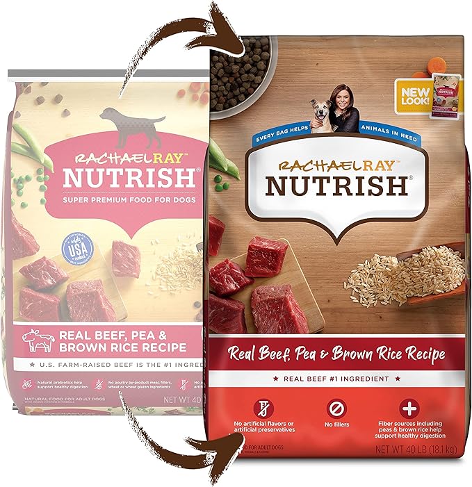 Nutrish Rachael Ray Premium Natural Dry Dog Food, Real Beef, Pea, & Brown Rice Recipe, 40 Pounds
