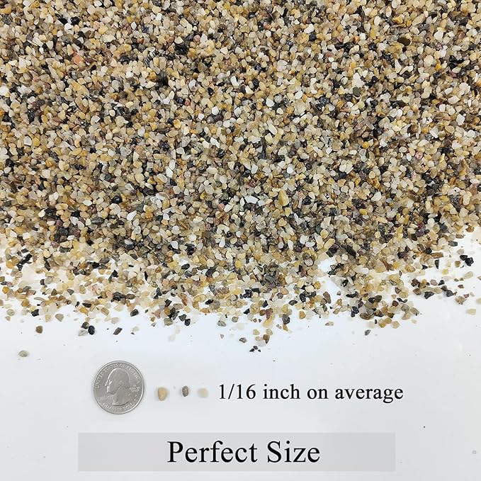 10 lbs Aquarium Sand, 1/16 Inch Fish Tank Gravel. Decorative Coarse Sand Pea Gravel for Aquarium Substrate, Terrariums, Vase, Plant, Soil Cover and Outdoor Landscaping Small River Rocks