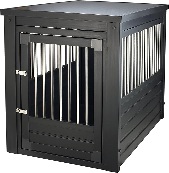 New Age Pet ECOFLEX Dog Crate End Table - Furniture-Style Pet Crate for Crate Trained Dogs - Stainless Steel Tubing & a Latched Closure - 10 Year Manufacturer's Warranty.
