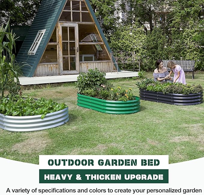 Land Guard Green Raised Bed, 6×3 ft Elevated Planter Box, Raised Beds for Gardening Vegetables（Green）…