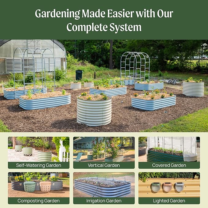 Vego garden Aluzinc Raised Garden Bed Kits, 17" Tall 6 in 1 Modular Metal Raised Planter Bed for Vegetables Flowers Patio Ground Planter Box, Terra Cotta