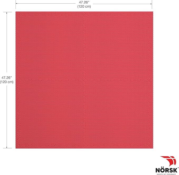 Norsk Reversible Gym Exercise Mats 3/4" Thick EVA Interlocking Foam Tiles, Perfect Gym Flooring for Home Gym, 4 Tiles & 8 Trim Pieces, 16 Sq. Ft. 24"x24", Red/Black