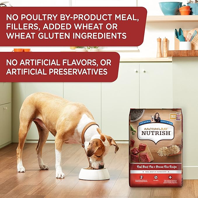 Nutrish Rachael Ray Premium Natural Dry Dog Food, Real Beef, Pea, & Brown Rice Recipe, 40 Pounds