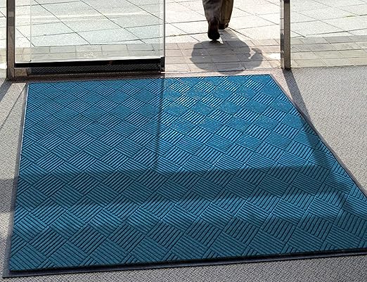 WaterHog Diamond | Commercial-Grade Entrance Mat with Rubber Border – Indoor/Outdoor, Quick Drying, Stain Resistant Door Mat (Medium Blue, 3' x 4')