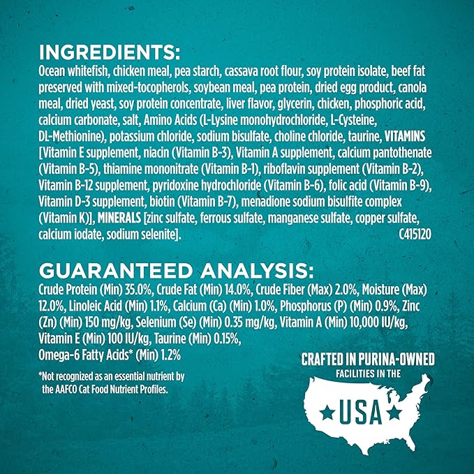 Purina ONE Natural, High Protein, Grain Free Dry Cat Food, True Instinct With Real Ocean Whitefish - 14.4 lb. Bag