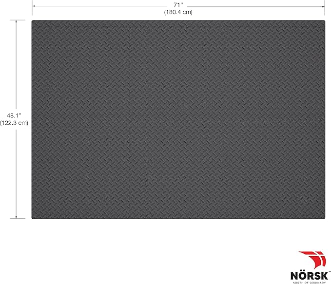 Norsk Foam Floor Gym Mats with Interlocking Tiles, .47" Thick, 24"x24", 48-Pack, 192 Square Feet, Diamond Plate Design, Grey