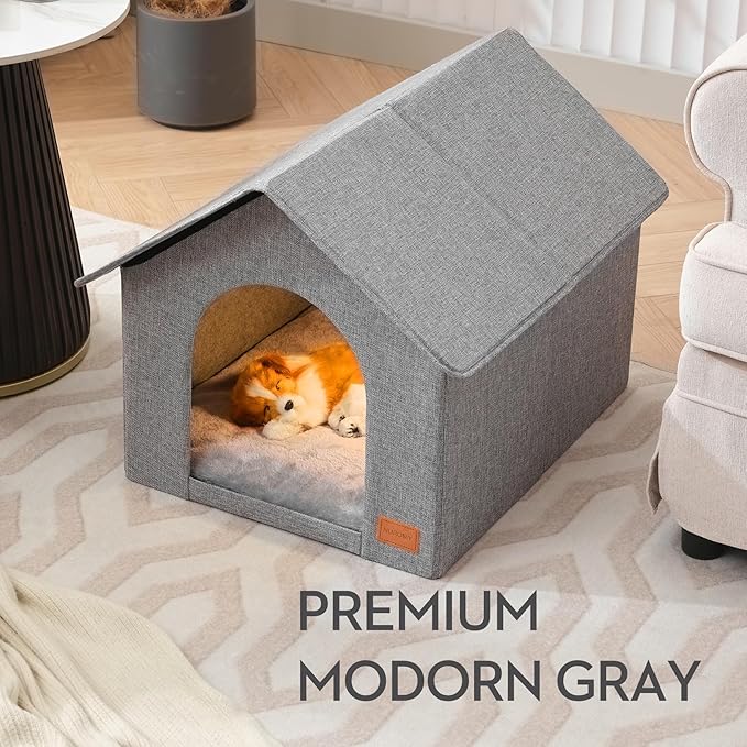 Indoor Dog House with Washable Plush Cushion,Large Size for Medium Dogs & Large Cats