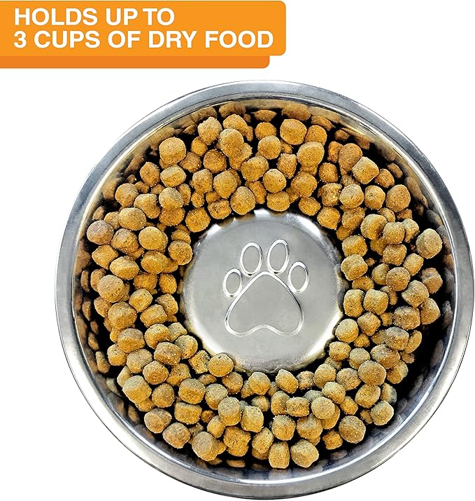 Neater Feeder Deluxe Mess Proof Dog Bowls Elevated for Large Breeds – Made in USA – No Spill Raised Slow Feeder Elevated Dog Bowl Stand, Stainless Steel Food and Water Bowl Set, Grey