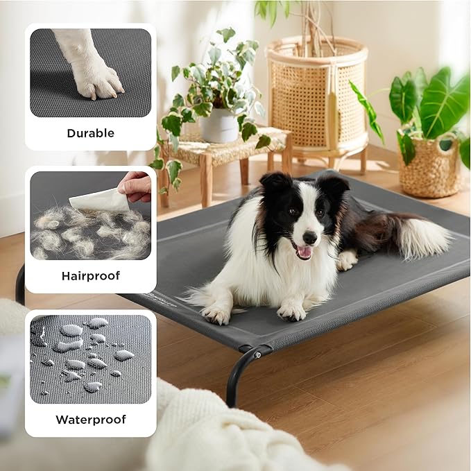 Bedsure Outdoor Elevated XL Dog Bed, Portable Indoor & Outdoor Cooling Raised Cot Pet Hammock Bed with Skid-Resistant Feet, Frame with Breathable Mesh, Terracotta, 54 inches