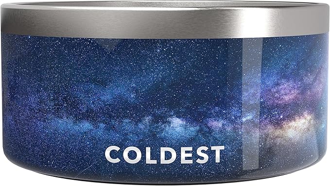 Coldest Dog Bowl - Anti Rust Metal, Non Slip, 3 Layers Insulated Stainless Steel Dog Bowls - Spill Proof & Heavy Duty - Water Bowl for Dogs, Cats & Pets, Dish Washer Safe (200 oz, Into The Beyond)