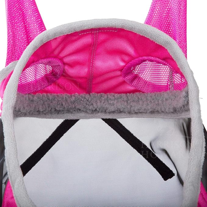Harrison Howard CareMaster Pro Luminous Horse Fly Mask Standard with Ears UV Protection for Horse Flamingo M Cob