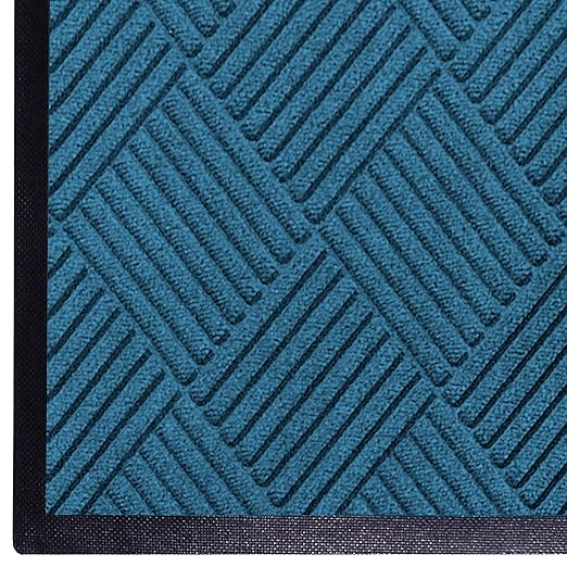 WaterHog Diamond | Commercial-Grade Entrance Mat with Rubber Border – Indoor/Outdoor, Quick Drying, Stain Resistant Door Mat (Medium Blue, 3' x 4')
