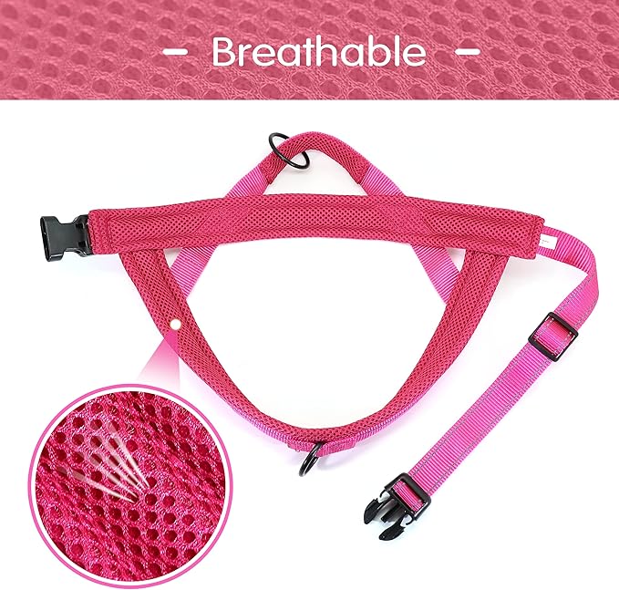 Didog No Pull Dog Harness with Soft Mesh Padded,Reflective & Quick Fit Light Weight Dog Strap Vest Harness,Easy for Walking Training (M:Chest 21-26", Mesh-Hot Pink)