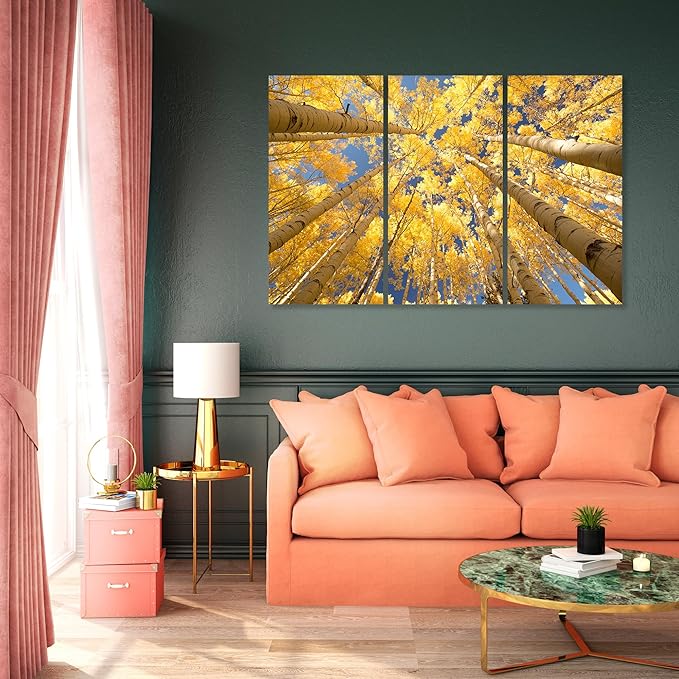 Nature Wall Art Prints - Ocean Forest Mountain Lake Canvas Landscapes - Small to Extra Large Living Room Bedroom Kitchen Bathroom Décor (Reaching for the Sky, 47L" x 71W" - 3 panels)