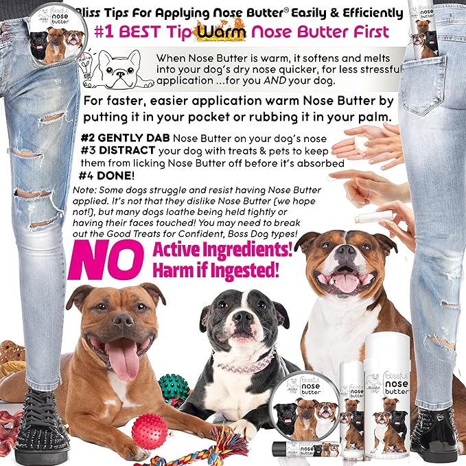 The Blissful Dog Staffordshire Pitbull Terrier Nose Butter, Versatile Dog Nose Balm for Dry Nose, Handcrafted Nose Moisturizer, Easy-to-Apply Dog Essentials, Unscented, 2 oz.