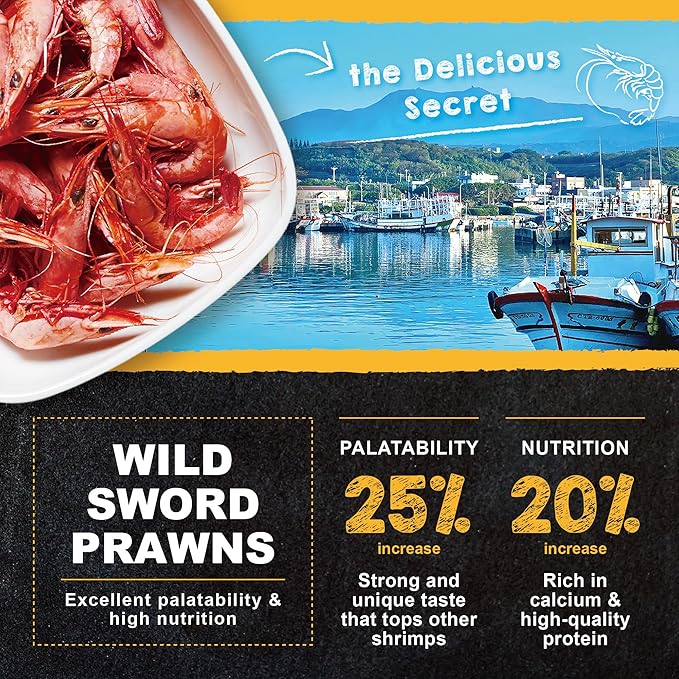 Royal Cichlid Premium Sinking Fish Food, Wild Sword Prawns, All Natural Ingredients, Carnivore Pellets for Large Tropical Fish, 16 oz