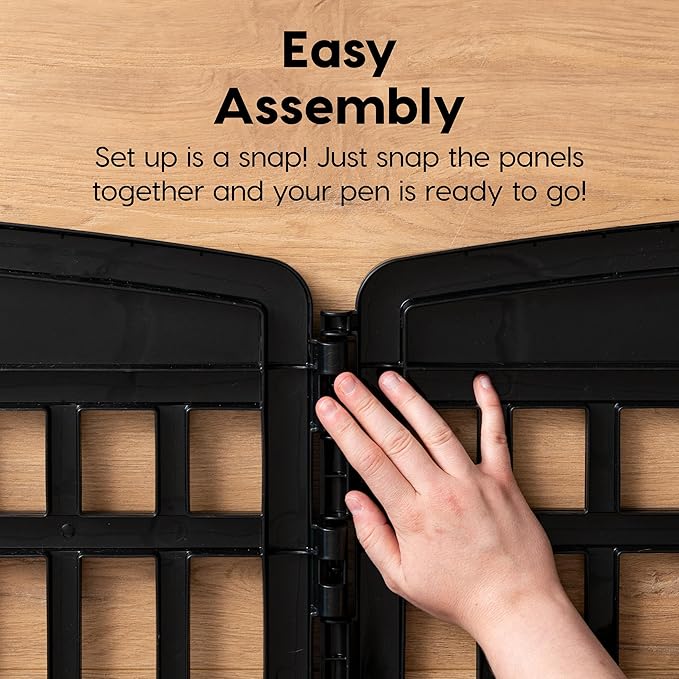 IRIS USA 24" 4-Panel Dog Playpen with Door, 35 x 35 x 24, Puppy Playpen, Dog Play Pen Indoors, Pet Fence, Puppies/Small Dogs, Black