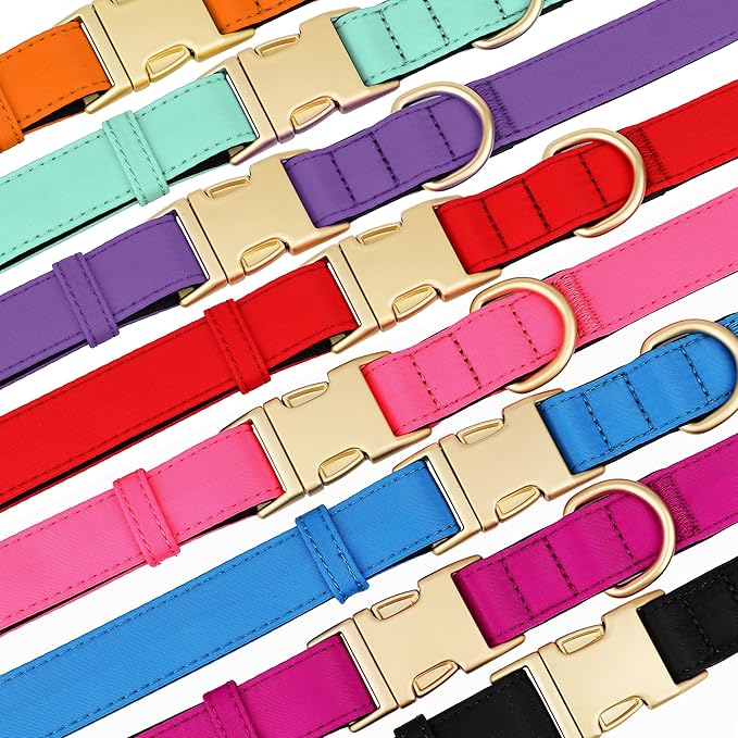 Didog Soft Padded Dog Collars for Medium Dogs, Colorful and Durable Dog Collar with Quick Release Buckle, Light and Breathable for Daily Walking, Orange, M
