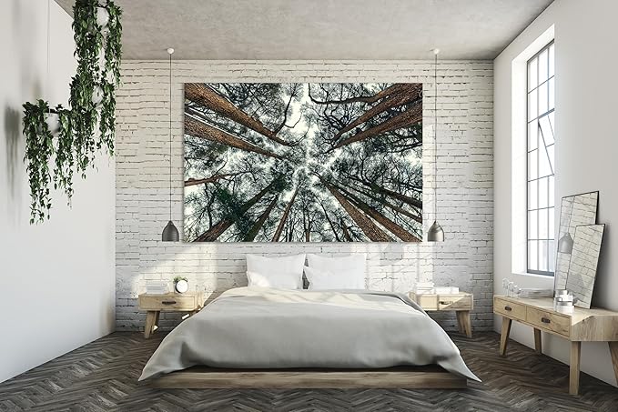 Nature Wall Art Prints - Ocean Forest Mountain Lake Canvas Landscapes - Small to Extra Large Living Room Bedroom Kitchen Bathroom Décor (Trees and Sky, 35L" x 53W")