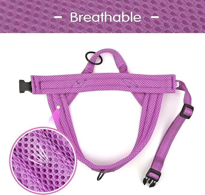 Didog No Pull Dog Harness with Soft Mesh Padded,Reflective & Quick Fit Light Weight Dog Strap Vest Harness,Easy for Walking Training (M:Chest 21-26", Purple)