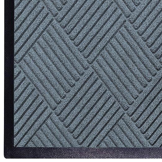 WaterHog Diamond | Commercial-Grade Entrance Mat with Rubber Border – Indoor/Outdoor, Quick Drying, Stain Resistant Door Mat (Bluestone, 4' x 10')