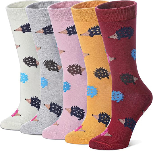 SDBING Womens Cat Socks Cute Gifts Animal Soft Breathable Thin Cotton Casual Crew Socks 5 Pairs